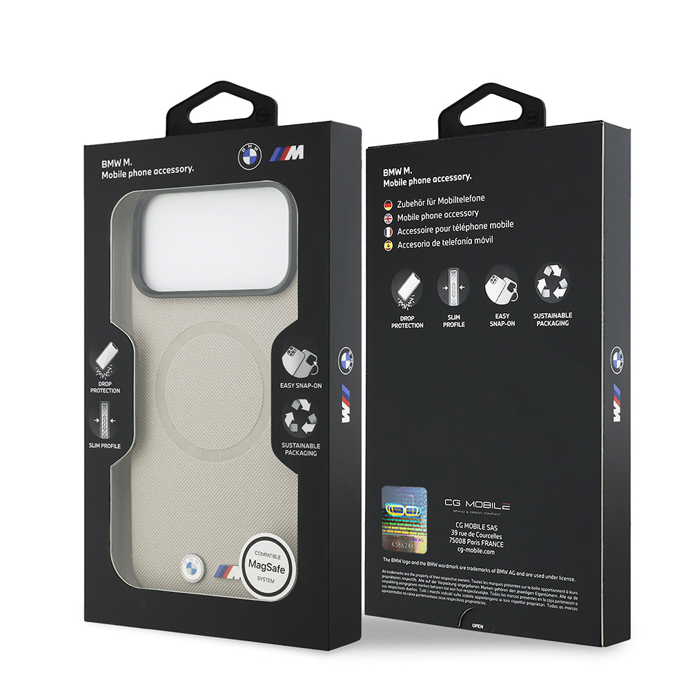 BMW iPhone 17 Pro Max Orjinal Lisanslı M-safe Şarj Özellikli Metal Logolu Delikli M Dizayn Deri Kılıf