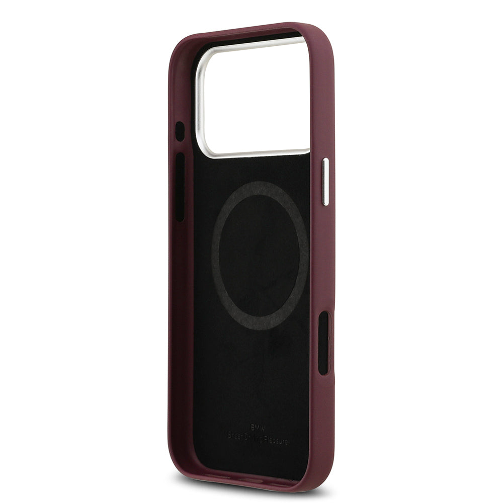 BMW iPhone 17 Pro Max Orjinal Lisanslı M-safe Şarj Özellikli Metal Logolu Tam Kaplama Deri Kılıf