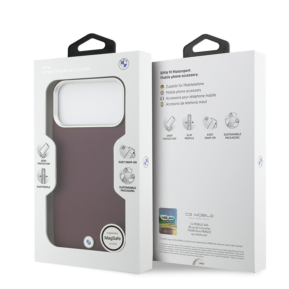 BMW iPhone 17 Pro Max Orjinal Lisanslı M-safe Şarj Özellikli Metal Logolu Tam Kaplama Deri Kılıf