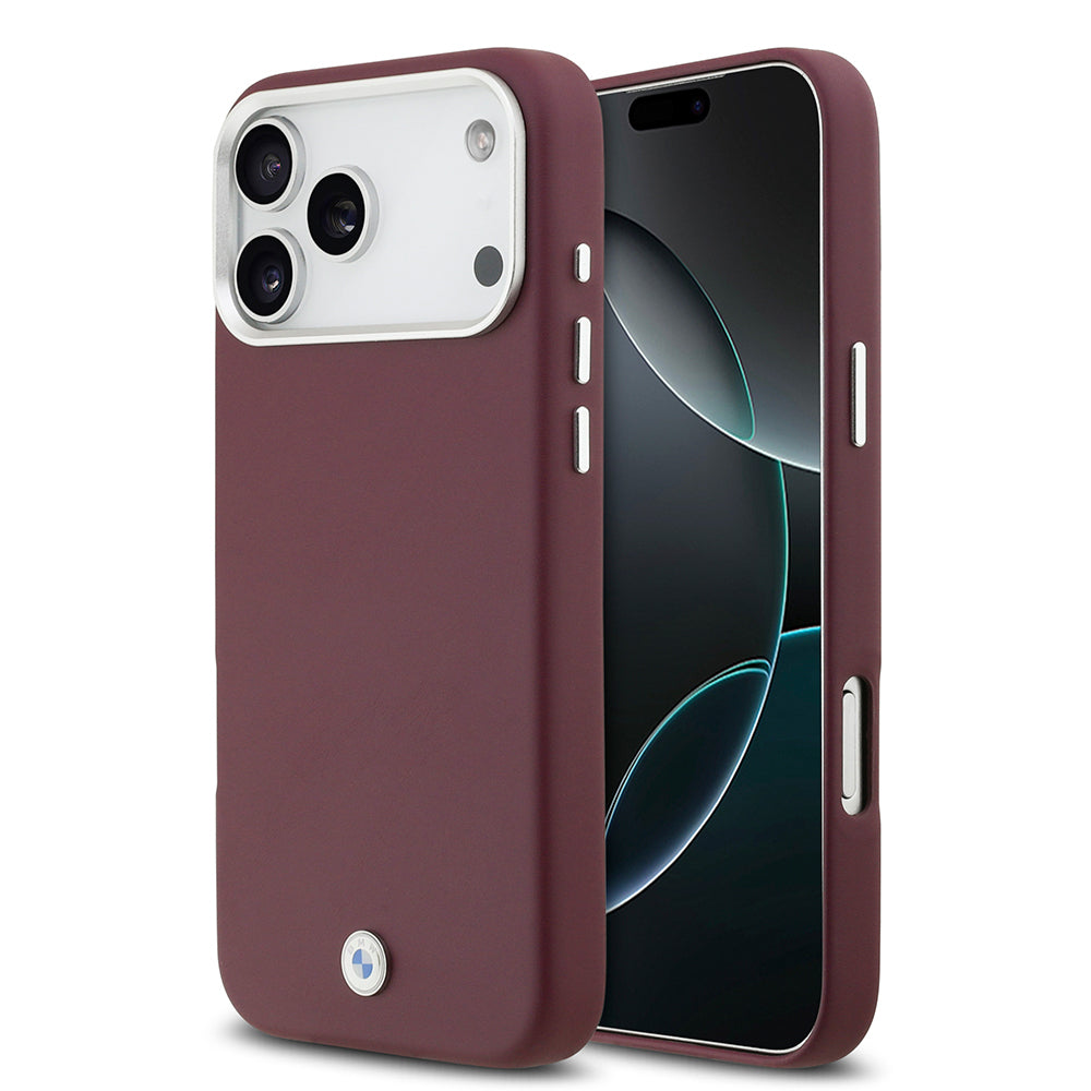 BMW iPhone 17 Pro Max Orjinal Lisanslı M-safe Şarj Özellikli Metal Logolu Tam Kaplama Deri Kılıf