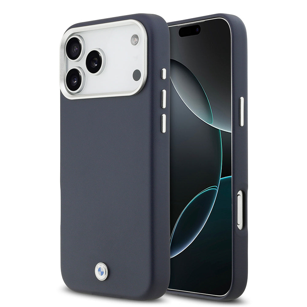 BMW iPhone 17 Pro Max Orjinal Lisanslı M-safe Şarj Özellikli Metal Logolu Tam Kaplama Deri Kılıf