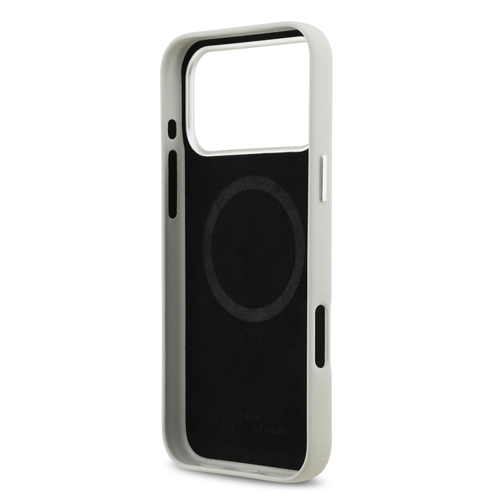 BMW iPhone 17 Pro Max Orjinal Lisanslı M-safe Şarj Özellikli Metal Logolu Tam Kaplama Deri Kılıf