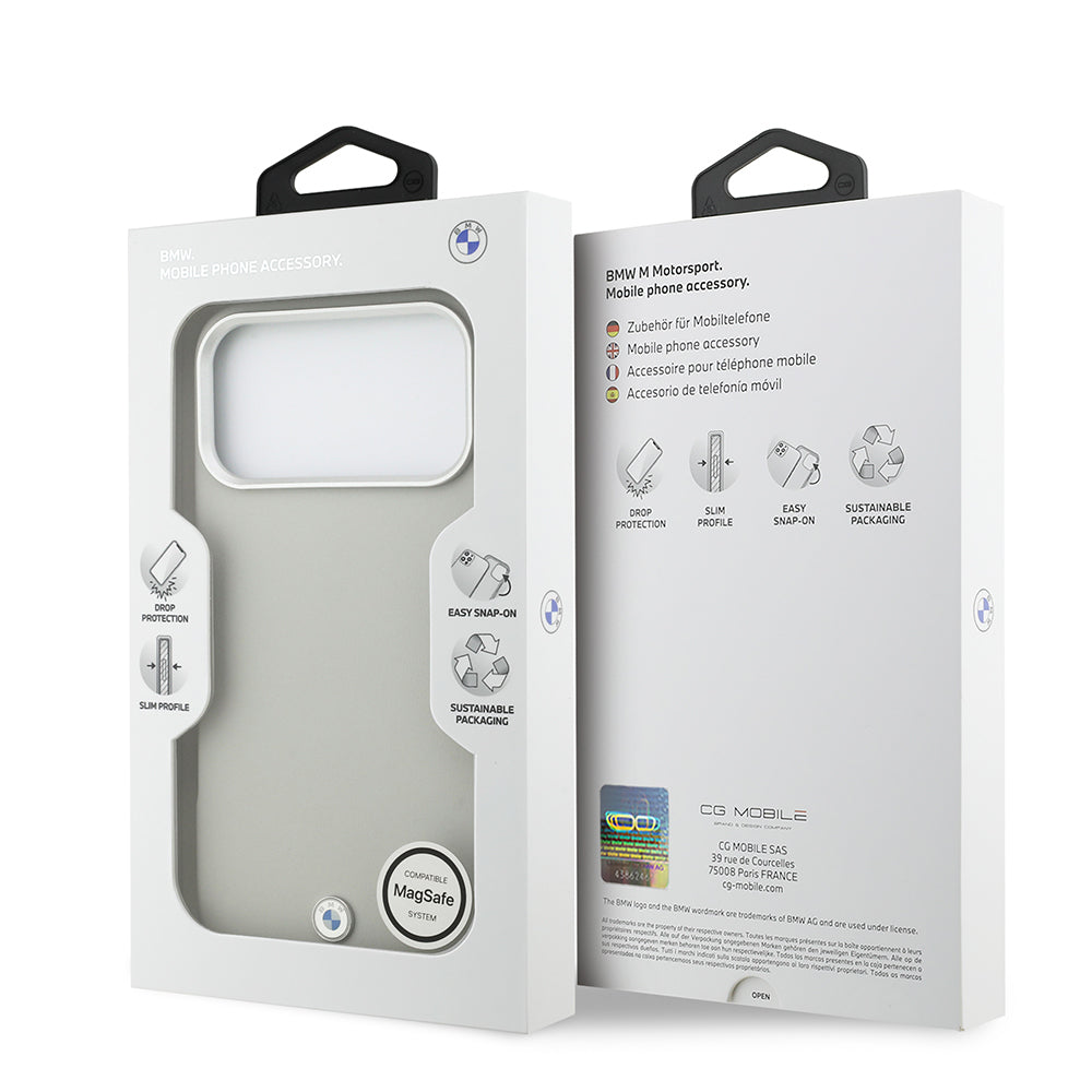 BMW iPhone 17 Pro Max Orjinal Lisanslı M-safe Şarj Özellikli Metal Logolu Tam Kaplama Deri Kılıf