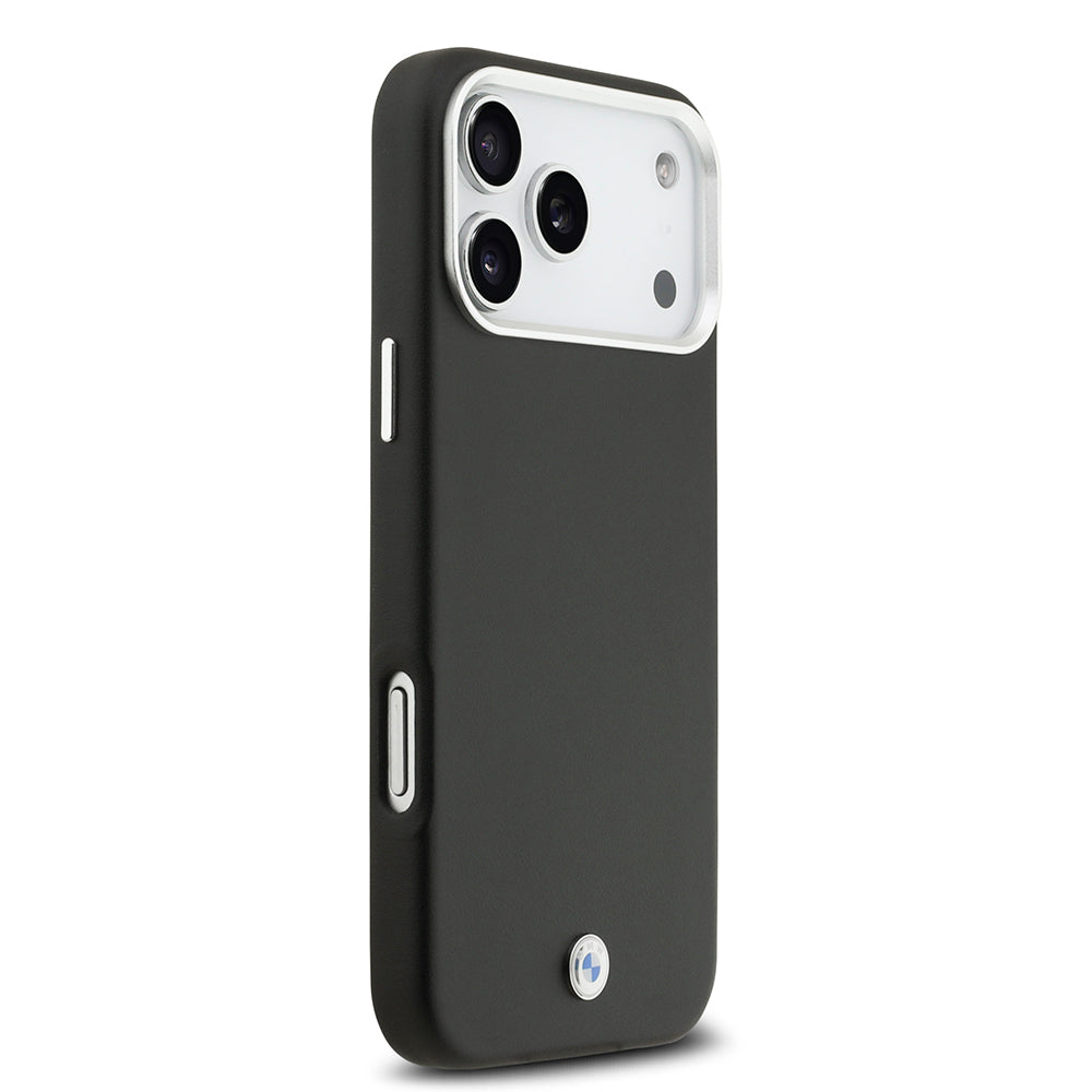 BMW iPhone 17 Pro Max Orjinal Lisanslı M-safe Şarj Özellikli Metal Logolu Tam Kaplama Deri Kılıf