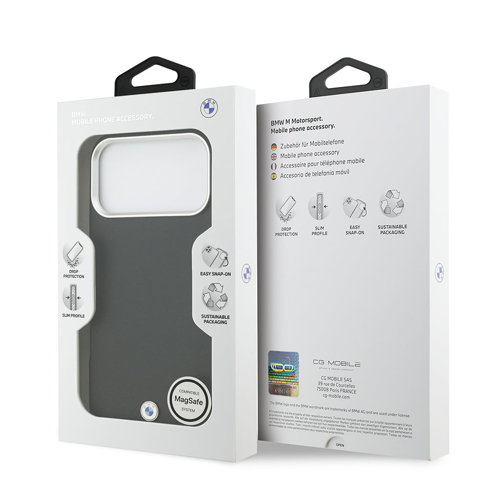 BMW iPhone 17 Pro Max Orjinal Lisanslı M-safe Şarj Özellikli Metal Logolu Tam Kaplama Deri Kılıf