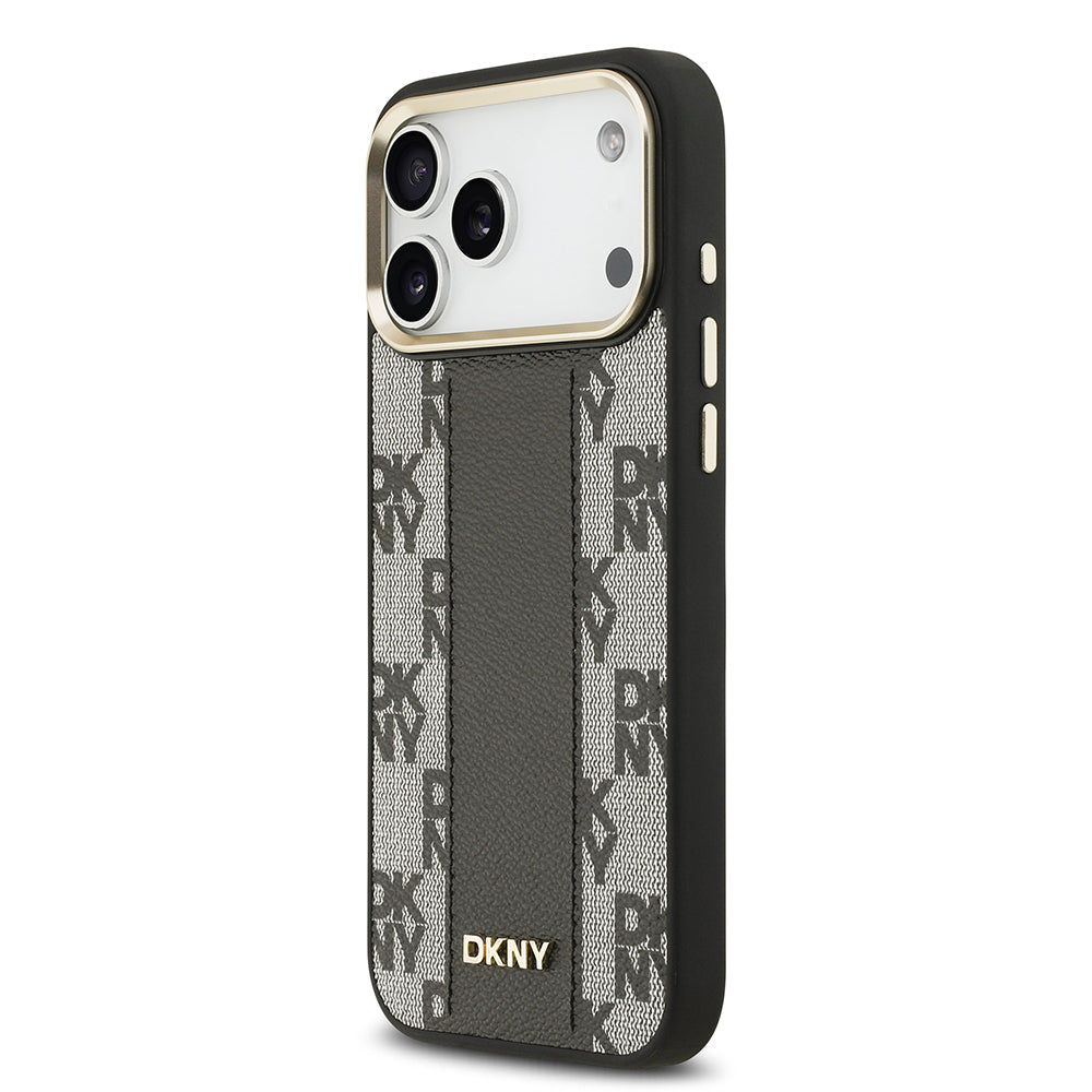 DKNY iPhone 17 Pro Max Orjinal Lisanslı M-safe Şarj Özellikli 3D Yazılı Checkered Pattern Kılıf