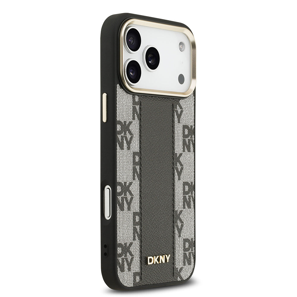 DKNY iPhone 17 Pro Max Orjinal Lisanslı M-safe Şarj Özellikli 3D Yazılı Checkered Pattern Kılıf