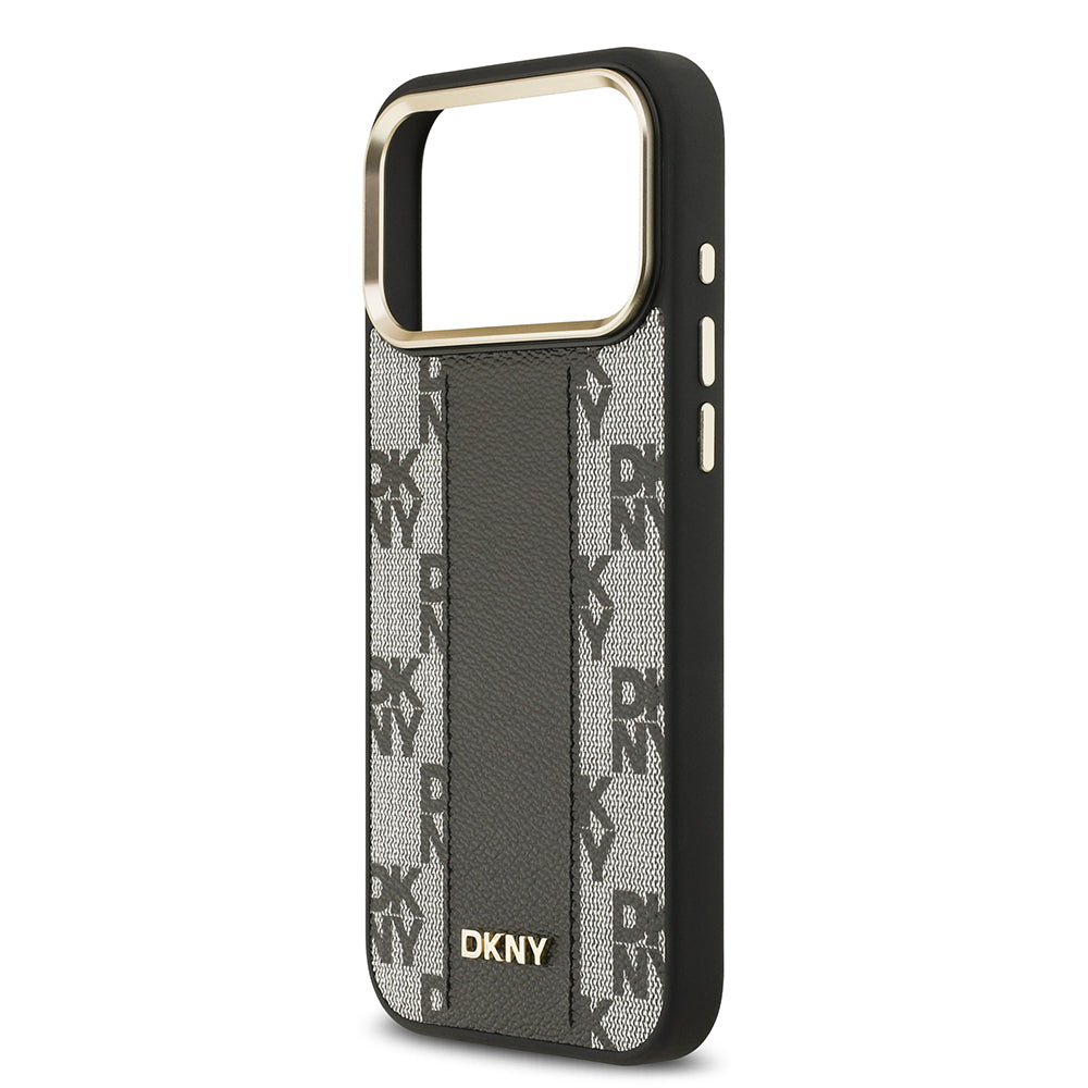 DKNY iPhone 17 Pro Max Orjinal Lisanslı M-safe Şarj Özellikli 3D Yazılı Checkered Pattern Kılıf