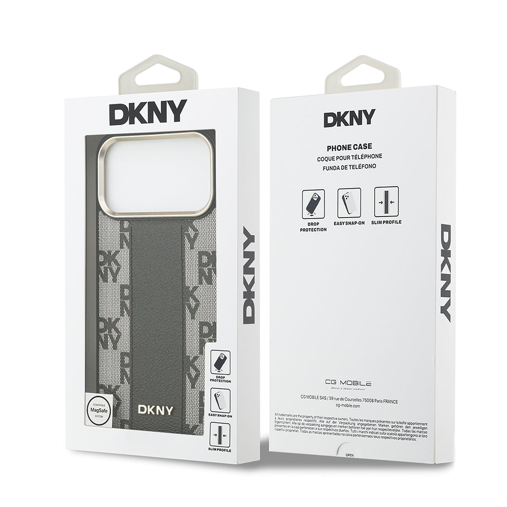 DKNY iPhone 17 Pro Max Orjinal Lisanslı M-safe Şarj Özellikli 3D Yazılı Checkered Pattern Kılıf