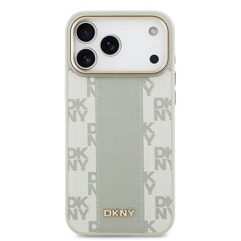 DKNY iPhone 17 Pro Max Orjinal Lisanslı M-safe Şarj Özellikli 3D Yazılı Checkered Pattern Kılıf