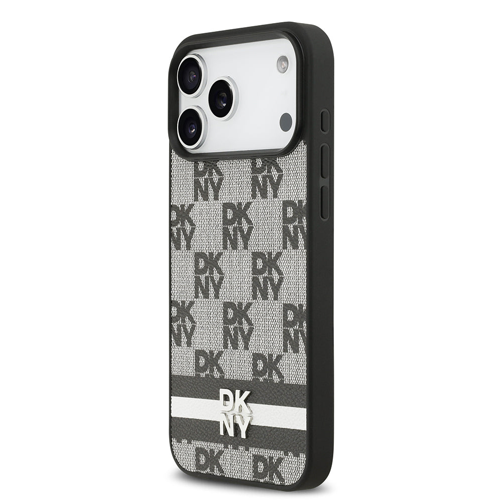 DKNY iPhone 17 Pro Max Orjinal Lisanslı M-safe Şarj Özellikli 3D Yazılı Metal Logolu Kılıf