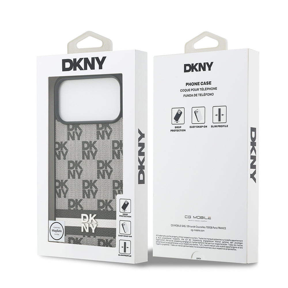 DKNY iPhone 17 Pro Max Orjinal Lisanslı M-safe Şarj Özellikli 3D Yazılı Metal Logolu Kılıf