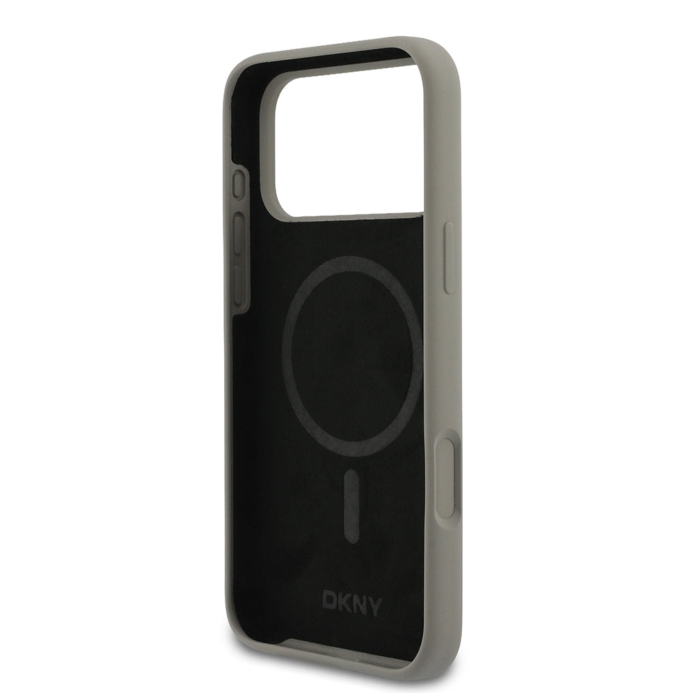 DKNY iPhone 17 Pro Max Orjinal Lisanslı M-safe Şarj Özellikli Metal Logolu Silikon Telefon Kılıfı