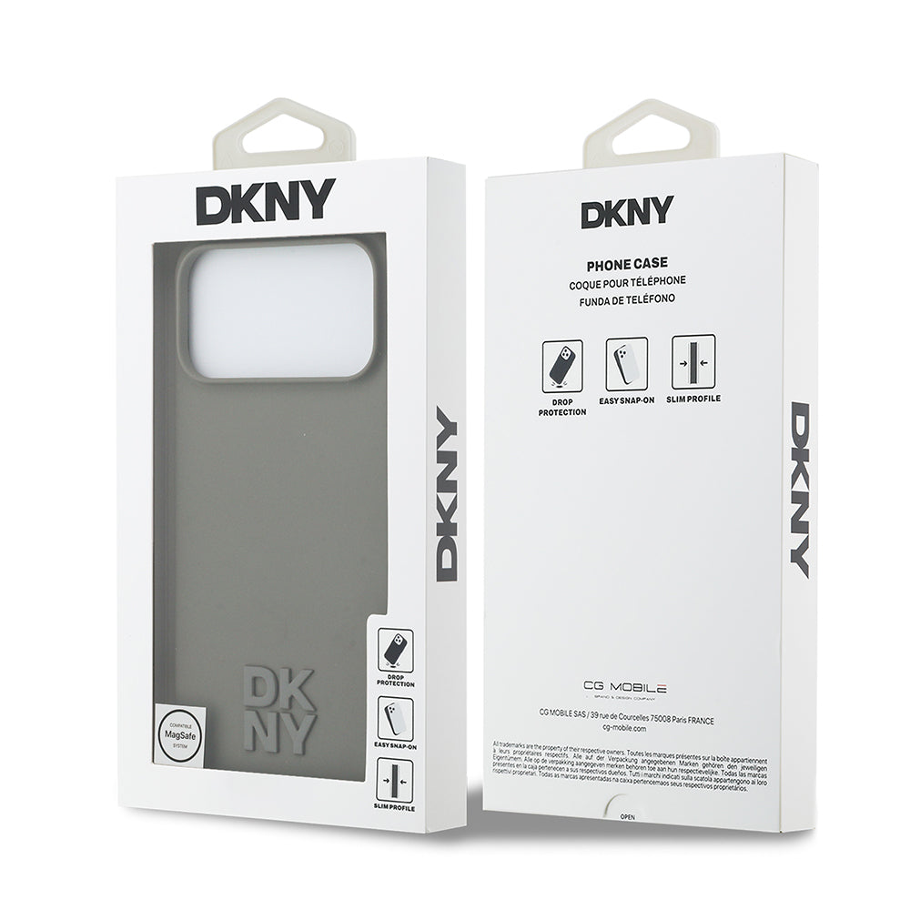 DKNY iPhone 17 Pro Max Orjinal Lisanslı M-safe Şarj Özellikli Metal Logolu Silikon Telefon Kılıfı