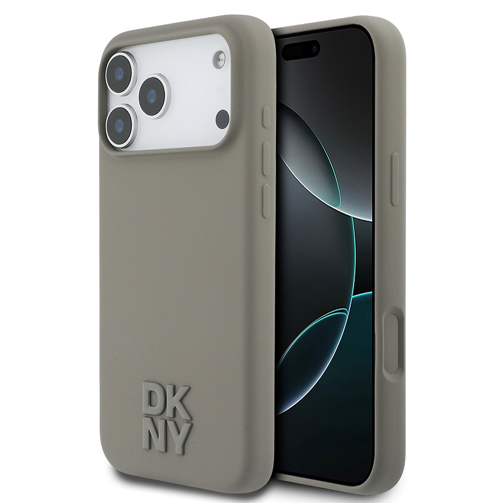 DKNY iPhone 17 Pro Max Orjinal Lisanslı M-safe Şarj Özellikli Metal Logolu Silikon Telefon Kılıfı