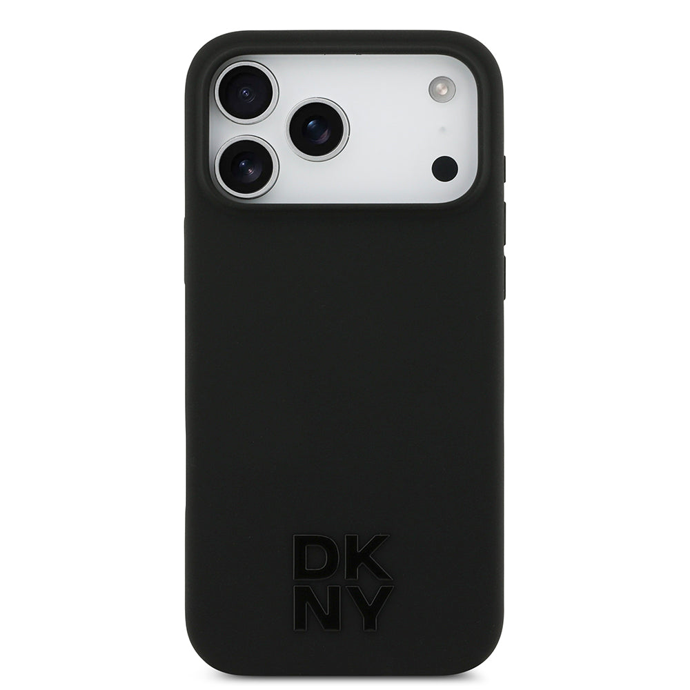 DKNY iPhone 17 Pro Max Orjinal Lisanslı M-safe Şarj Özellikli Metal Logolu Silikon Telefon Kılıfı