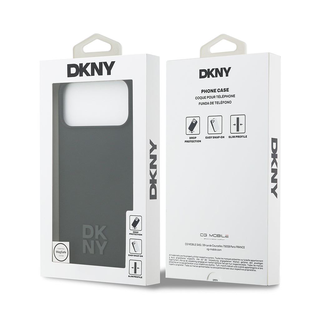 DKNY iPhone 17 Pro Max Orjinal Lisanslı M-safe Şarj Özellikli Metal Logolu Silikon Telefon Kılıfı