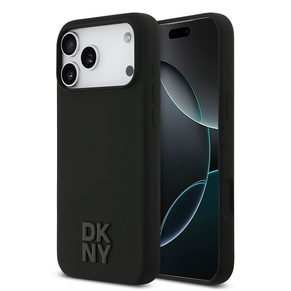 DKNY iPhone 17 Pro Max Orjinal Lisanslı M-safe Şarj Özellikli Metal Logolu Silikon Telefon Kılıfı