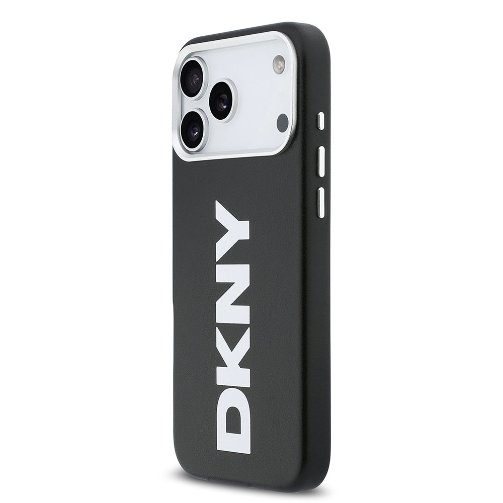 DKNY iPhone 17 Pro Max Orjinal Lisanslı M-safe Şarj Özellikli PU Büyük Dikey Logolu Kılıf