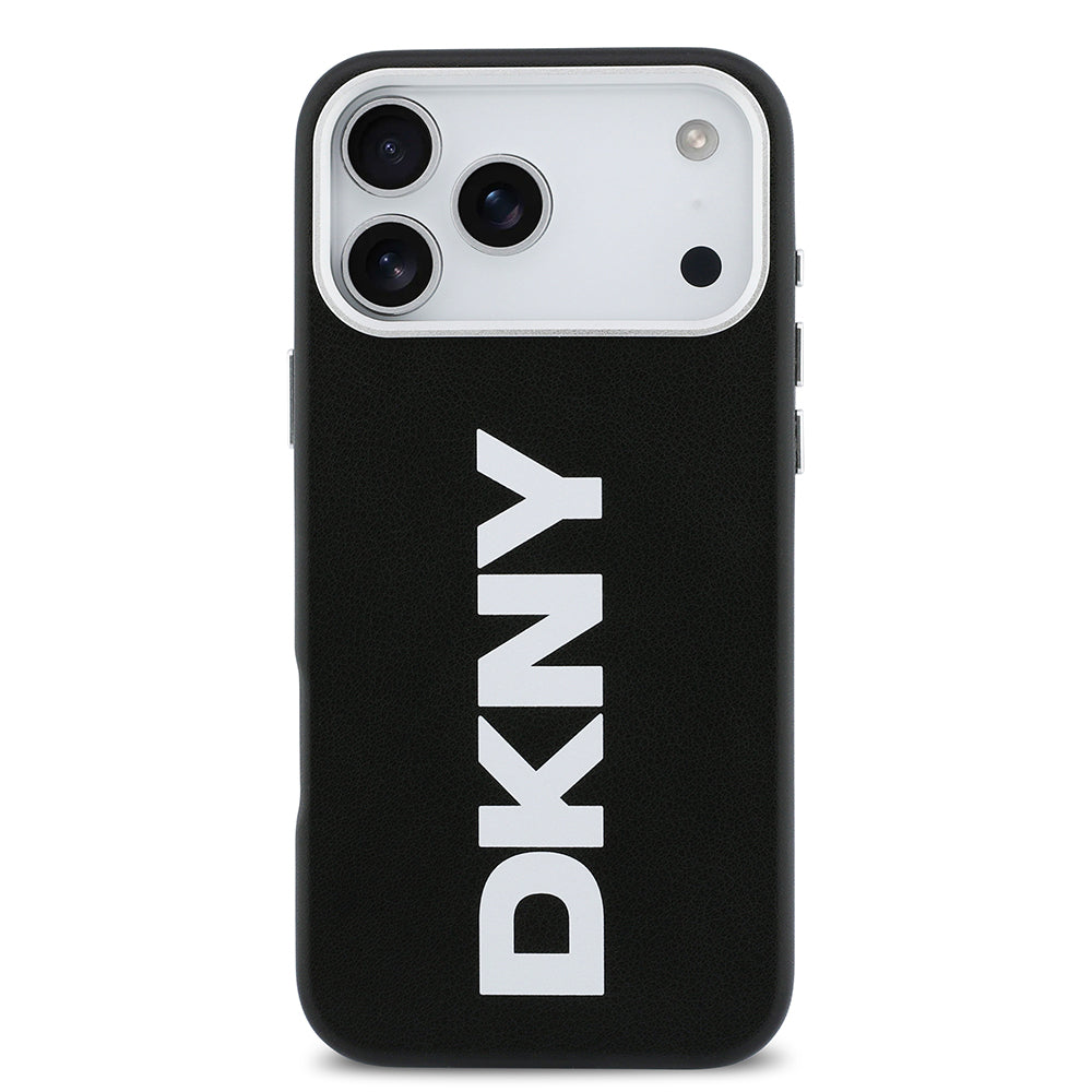 DKNY iPhone 17 Pro Max Orjinal Lisanslı M-safe Şarj Özellikli PU Büyük Dikey Logolu Kılıf