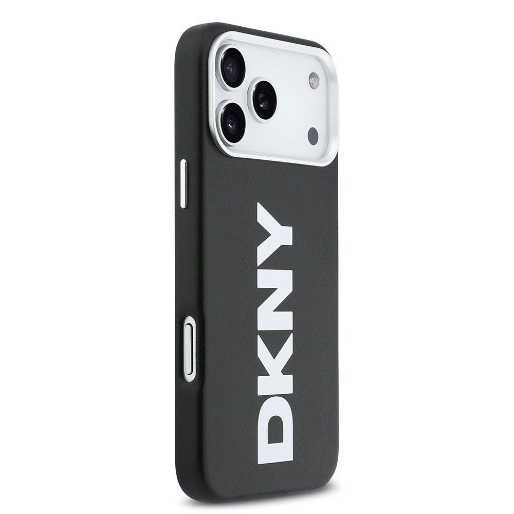 DKNY iPhone 17 Pro Max Orjinal Lisanslı M-safe Şarj Özellikli PU Büyük Dikey Logolu Kılıf