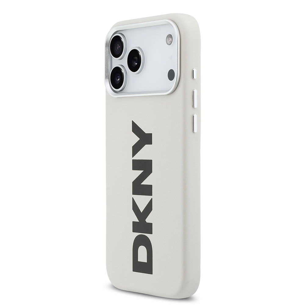 DKNY iPhone 17 Pro Max Orjinal Lisanslı M-safe Şarj Özellikli PU Büyük Dikey Logolu Kılıf