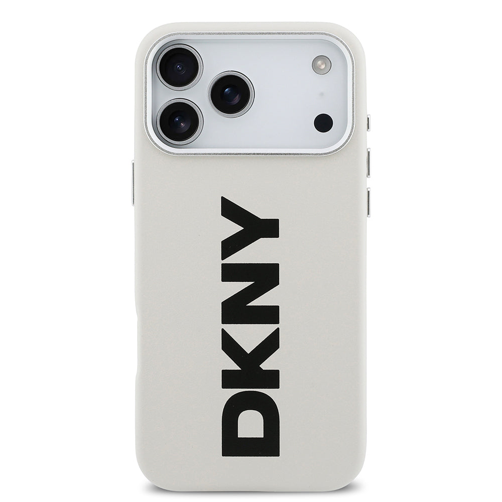 DKNY iPhone 17 Pro Max Orjinal Lisanslı M-safe Şarj Özellikli PU Büyük Dikey Logolu Kılıf