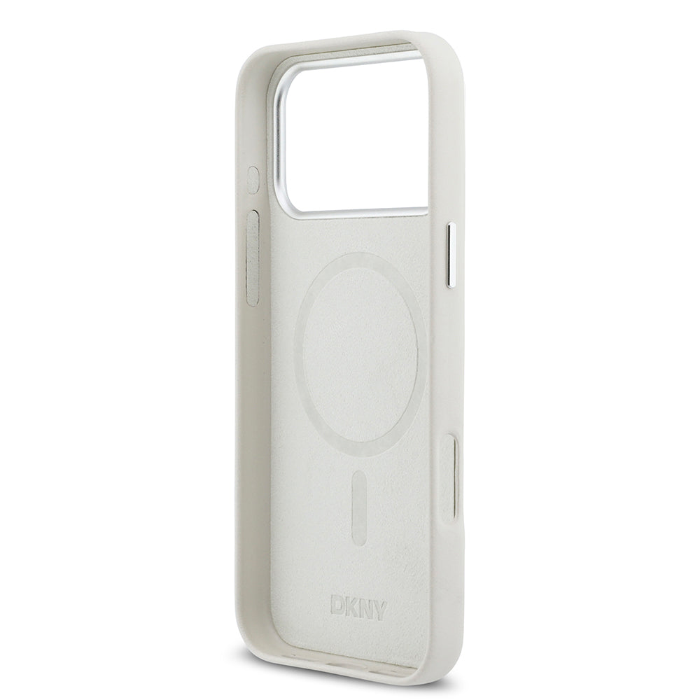 DKNY iPhone 17 Pro Max Orjinal Lisanslı M-safe Şarj Özellikli PU Büyük Dikey Logolu Kılıf