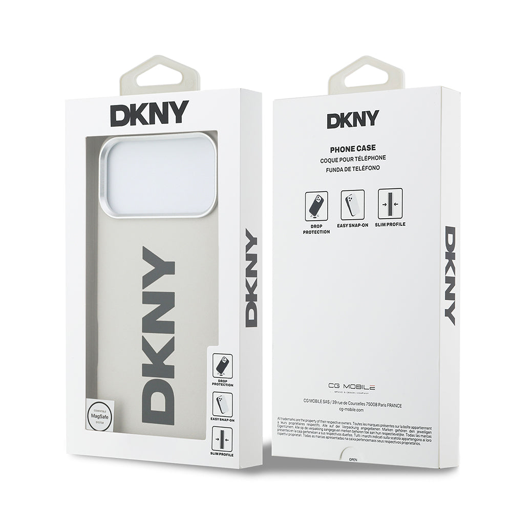 DKNY iPhone 17 Pro Max Orjinal Lisanslı M-safe Şarj Özellikli PU Büyük Dikey Logolu Kılıf