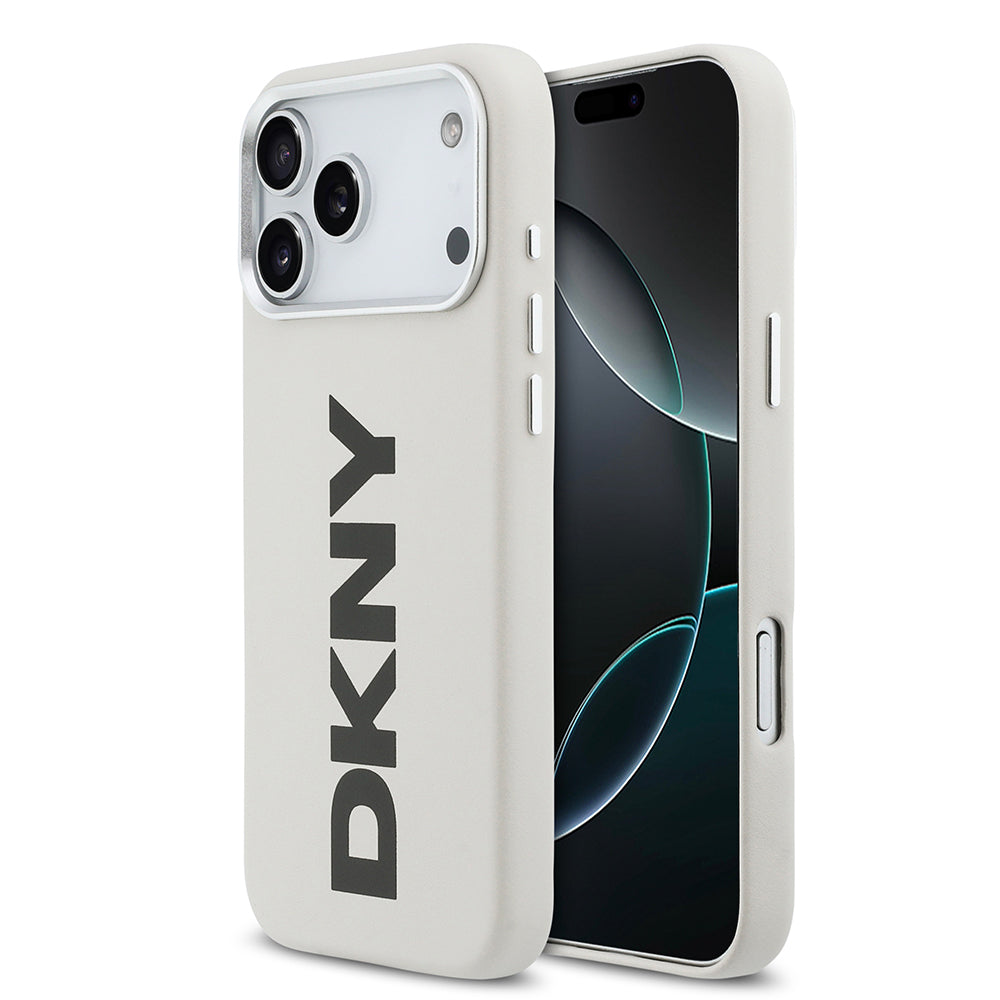 DKNY iPhone 17 Pro Max Orjinal Lisanslı M-safe Şarj Özellikli PU Büyük Dikey Logolu Kılıf