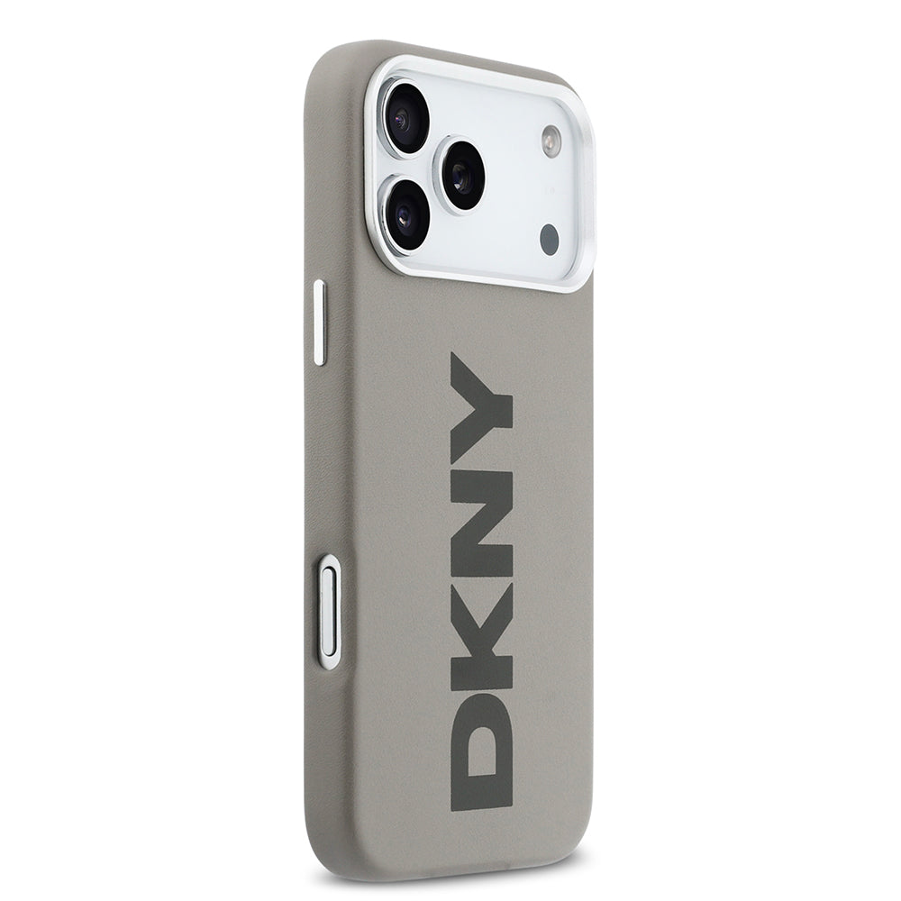 DKNY iPhone 17 Pro Max Orjinal Lisanslı M-safe Şarj Özellikli PU Büyük Dikey Logolu Kılıf
