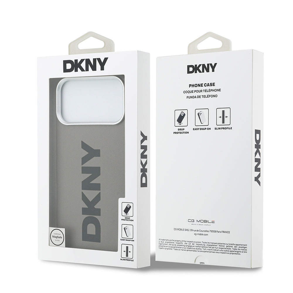 DKNY iPhone 17 Pro Max Orjinal Lisanslı M-safe Şarj Özellikli PU Büyük Dikey Logolu Kılıf