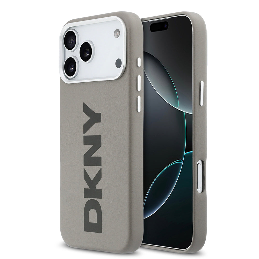 DKNY iPhone 17 Pro Max Orjinal Lisanslı M-safe Şarj Özellikli PU Büyük Dikey Logolu Kılıf