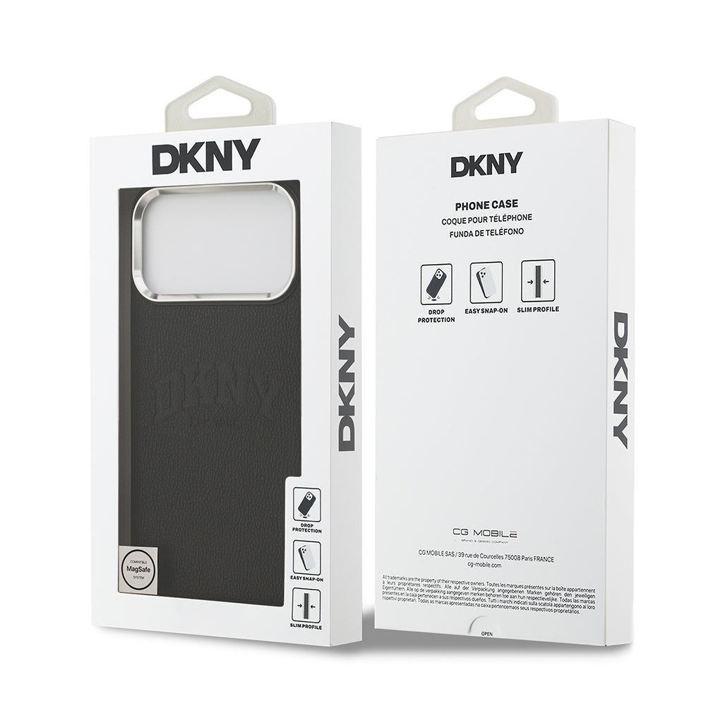 DKNY iPhone 17 Pro Max Orjinal Lisanslı M-safe Şarj Özellikli PU Deri Kabartmalı Kılıf