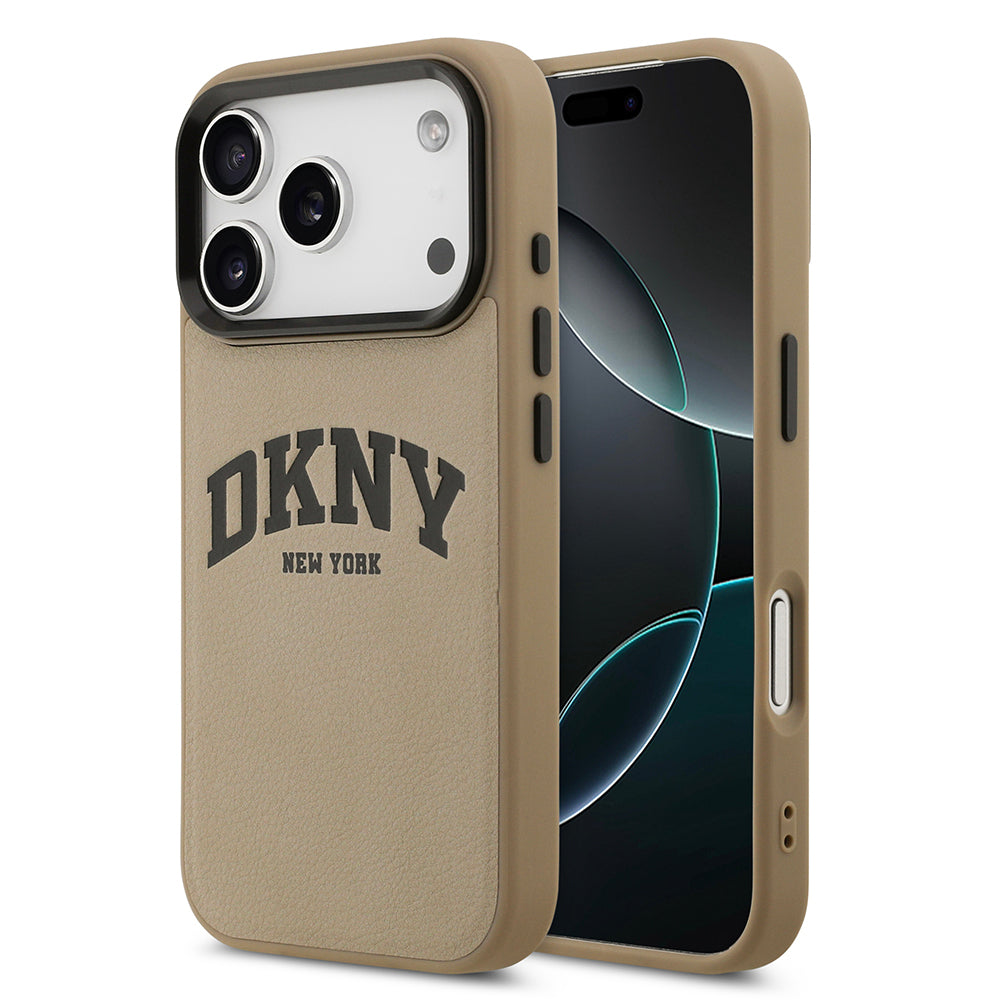 DKNY iPhone 17 Pro Max Orjinal Lisanslı M-safe Şarj Özellikli PU Deri Kabartmalı Kılıf