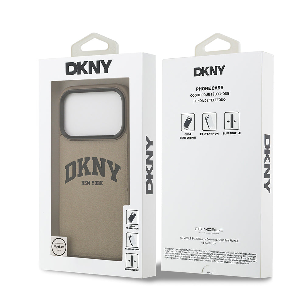 DKNY iPhone 17 Pro Max Orjinal Lisanslı M-safe Şarj Özellikli PU Deri Kabartmalı Kılıf