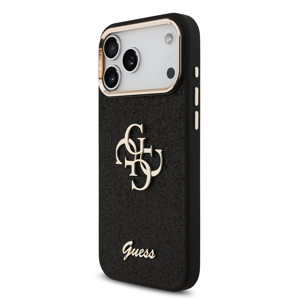 Guess iPhone 17 Pro Max Orjinal Lisanslı 4G Büyük Metal Kamera Çerçeveli ve Logolu Glitter Kılıf