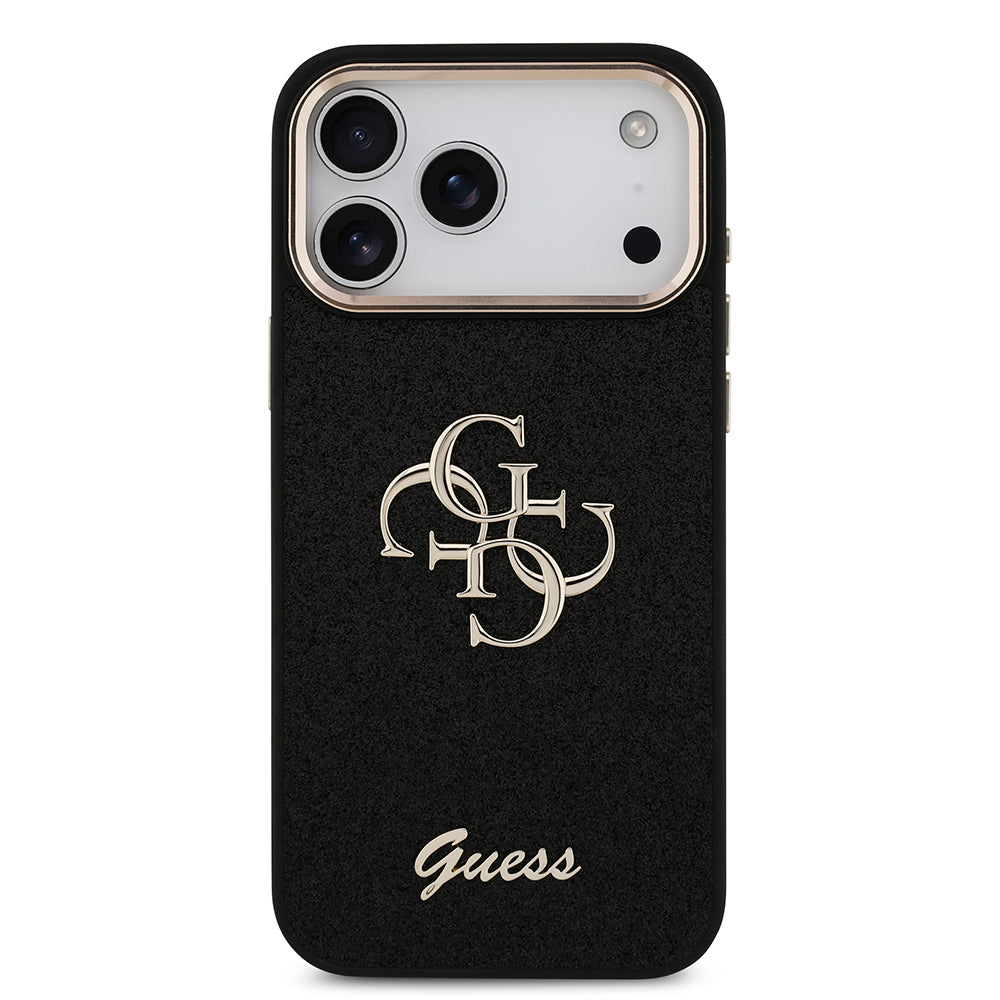 Guess iPhone 17 Pro Max Orjinal Lisanslı 4G Büyük Metal Kamera Çerçeveli ve Logolu Glitter Kılıf