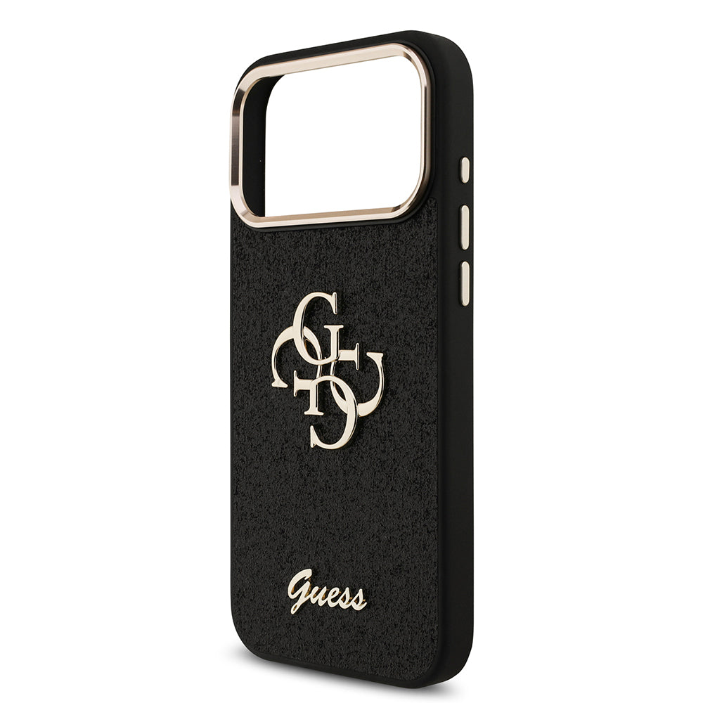 Guess iPhone 17 Pro Max Orjinal Lisanslı 4G Büyük Metal Kamera Çerçeveli ve Logolu Glitter Kılıf