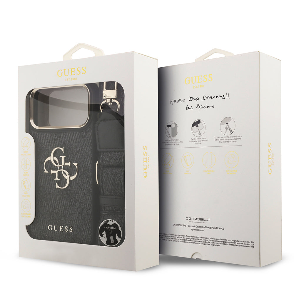 Guess iPhone 17 Pro Max Orjinal Lisanslı 4G Büyük Metal Logolu Kalın Askılı Kılıf
