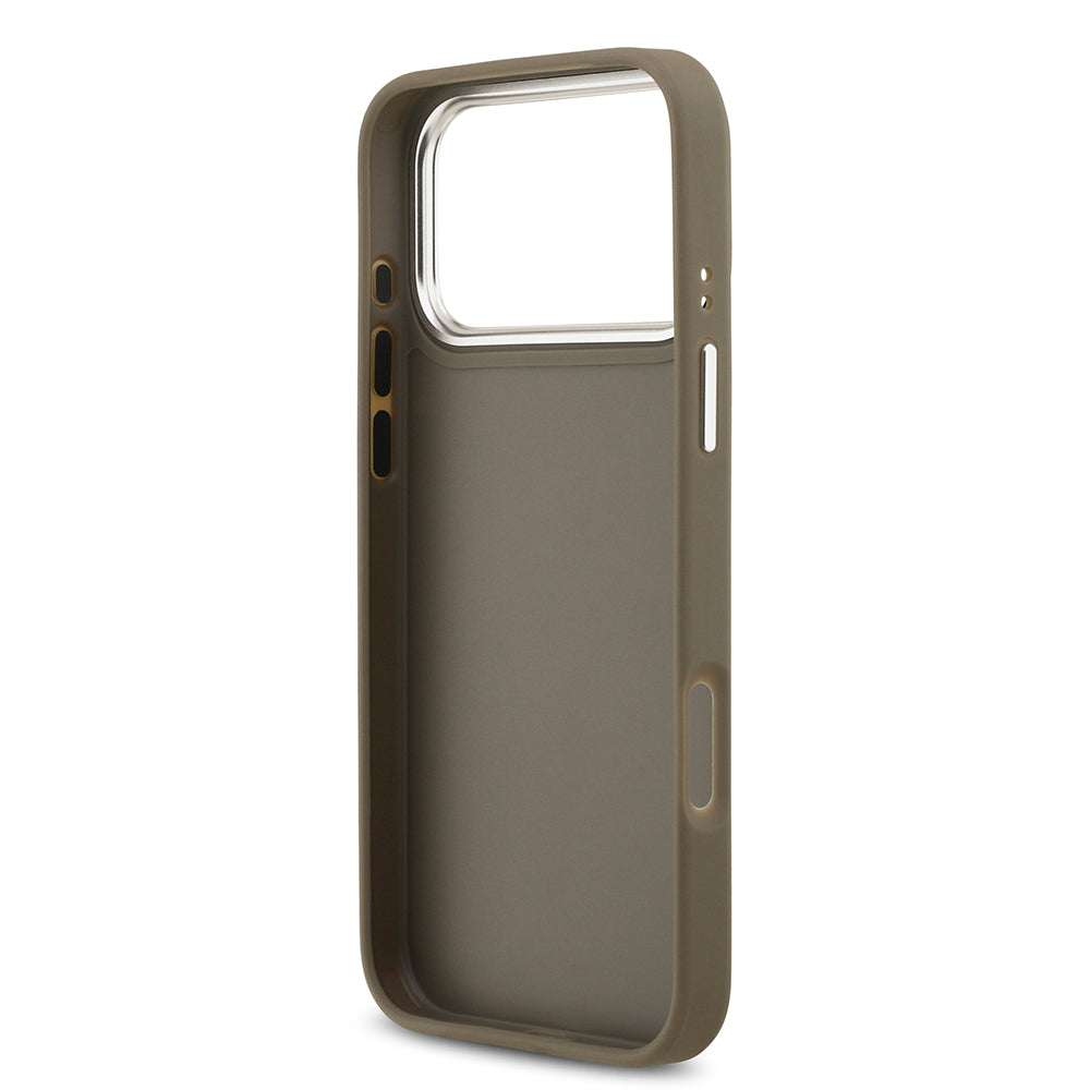 Guess iPhone 17 Pro Max Orjinal Lisanslı Grained 4G Metal Büyük Logolu Telefon Kılıfı