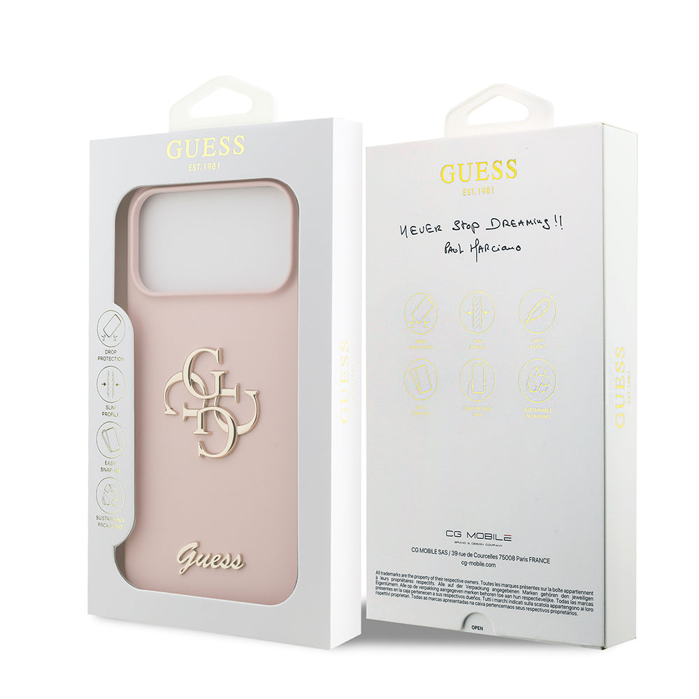 Guess iPhone 17 Pro Max Orjinal Lisanslı Grained Yazı Logolu Telefon Kılıfı