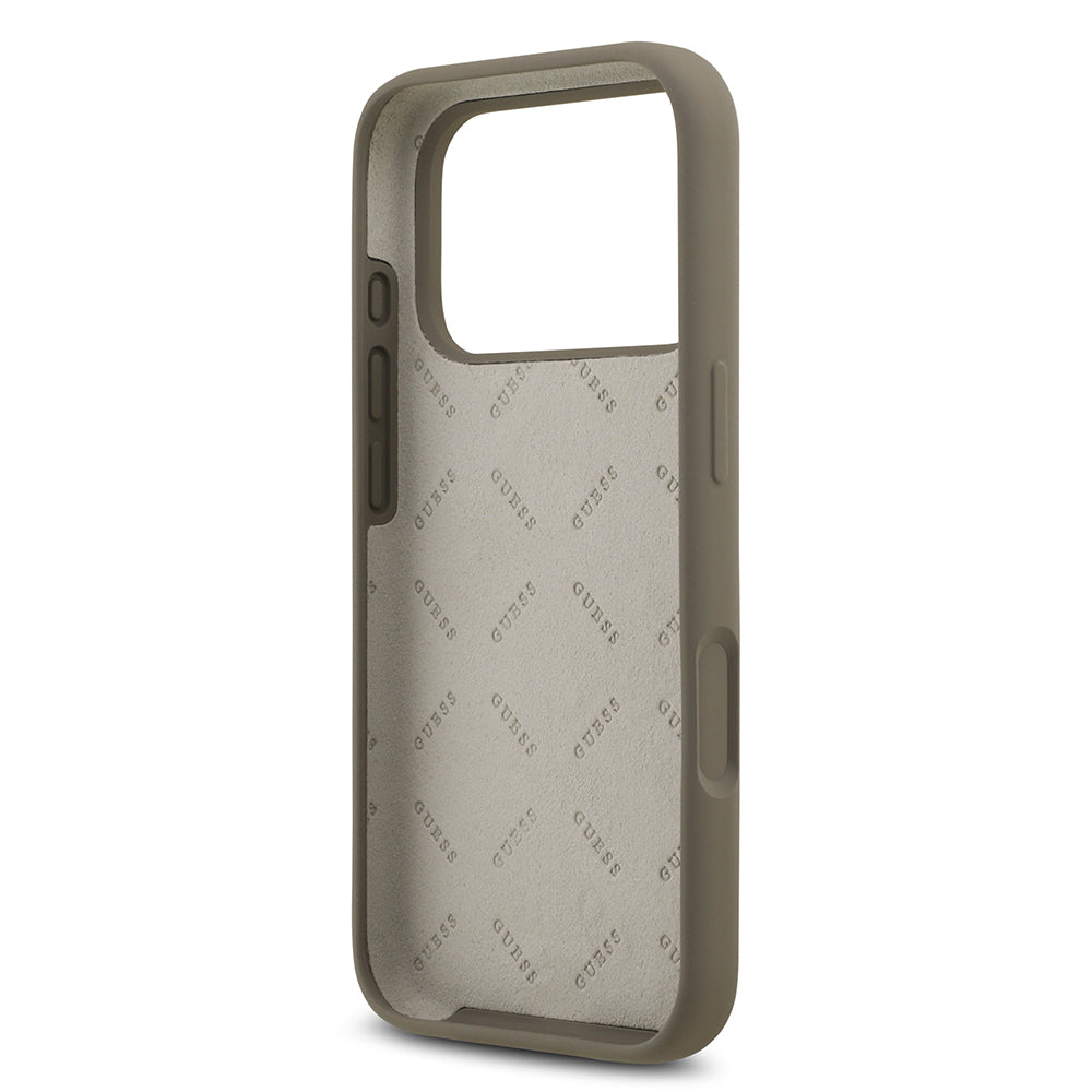 Guess iPhone 17 Pro Max Orjinal Lisanslı Grained Yazı Logolu Telefon Kılıfı