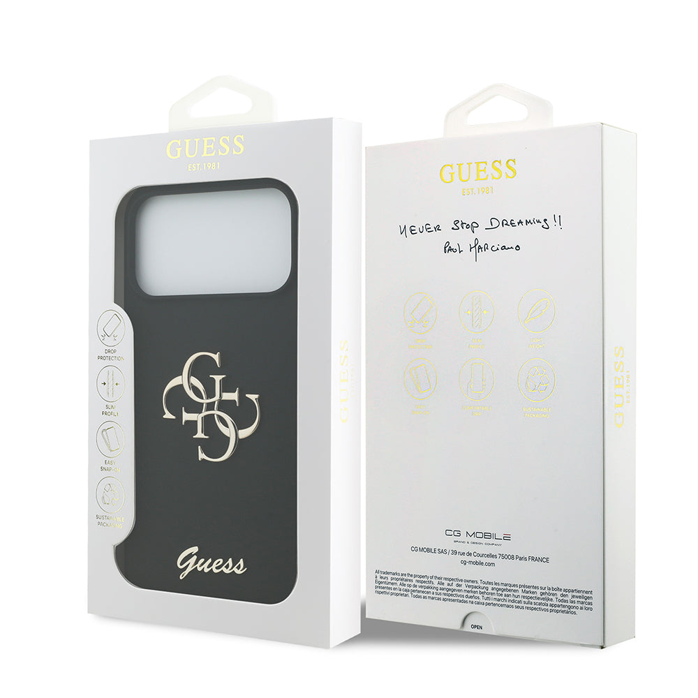 Guess iPhone 17 Pro Max Orjinal Lisanslı Grained Yazı Logolu Telefon Kılıfı