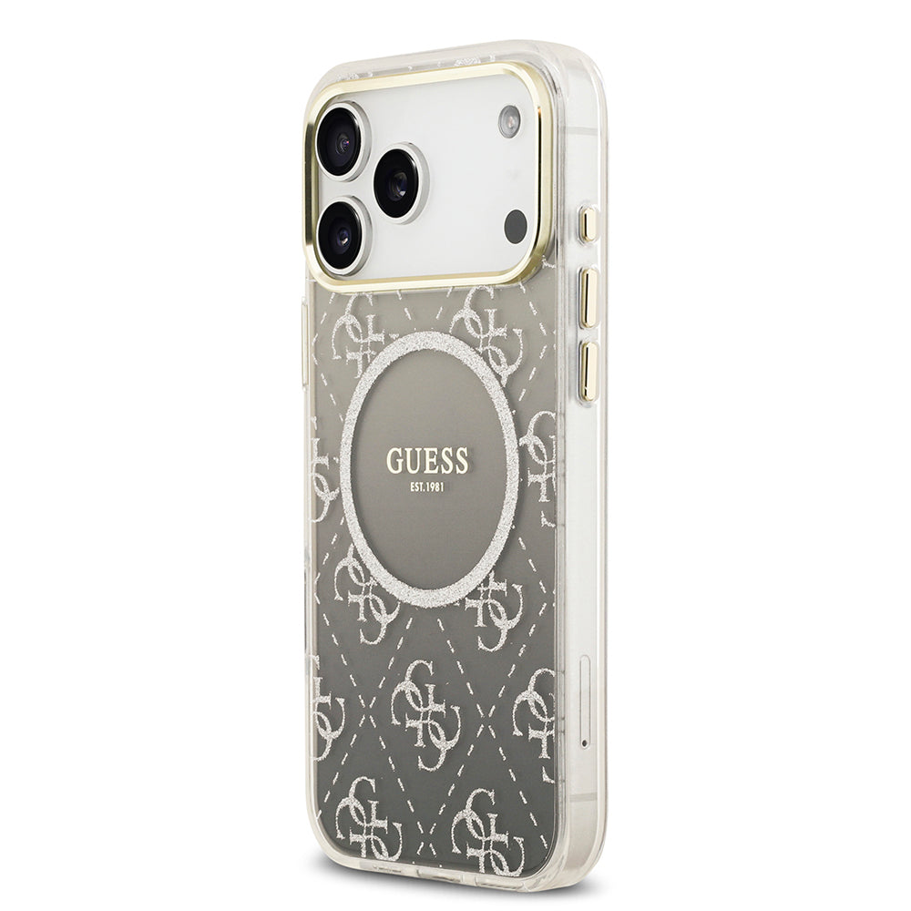 Guess iPhone 17 Pro Max Orjinal Lisanslı M-safe Şarj Özellikli 4G Desenli Simli Silikon Kılıf