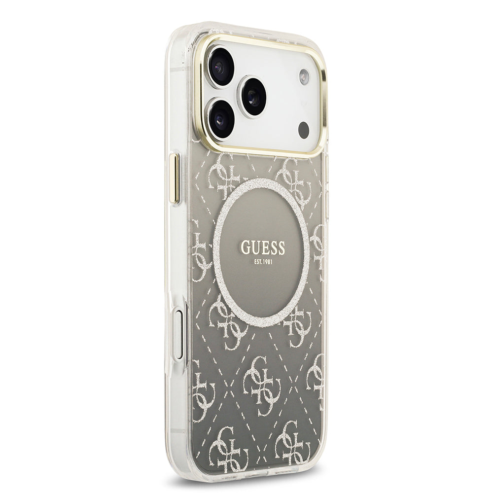 Guess iPhone 17 Pro Max Orjinal Lisanslı M-safe Şarj Özellikli 4G Desenli Simli Silikon Kılıf