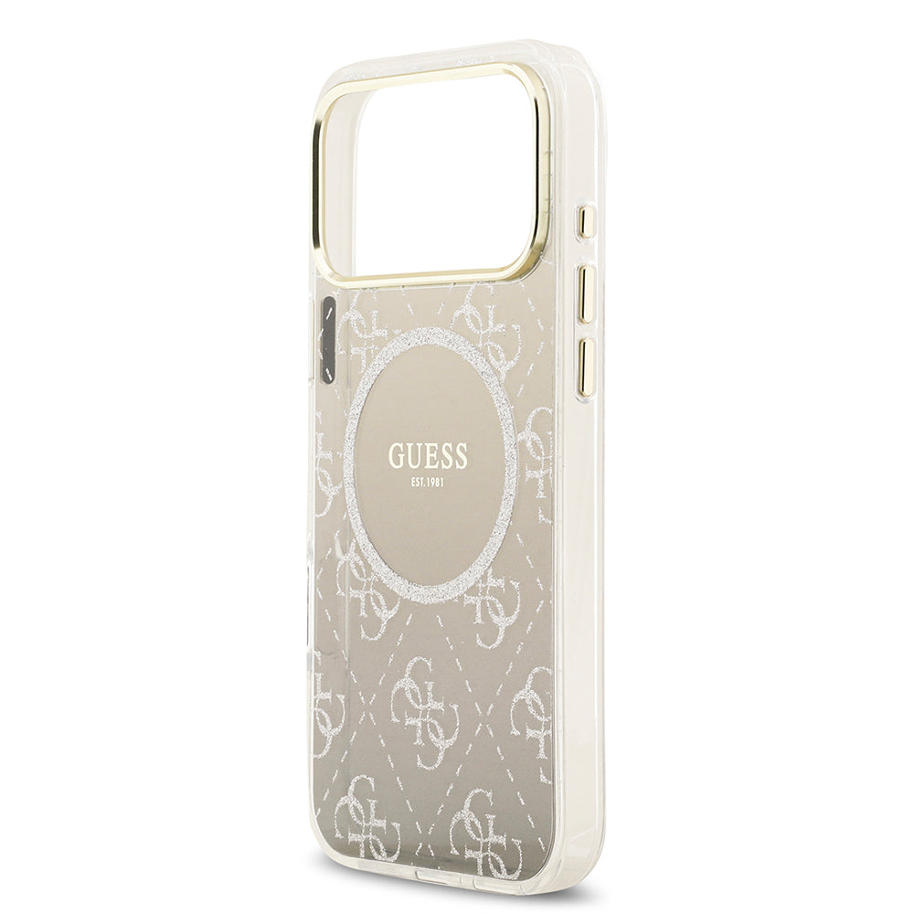 Guess iPhone 17 Pro Max Orjinal Lisanslı M-safe Şarj Özellikli 4G Desenli Simli Silikon Kılıf