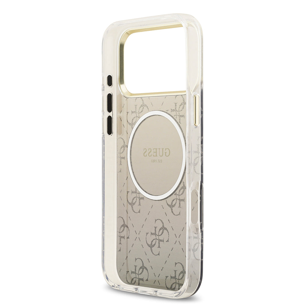 Guess iPhone 17 Pro Max Orjinal Lisanslı M-safe Şarj Özellikli 4G Desenli Simli Silikon Kılıf