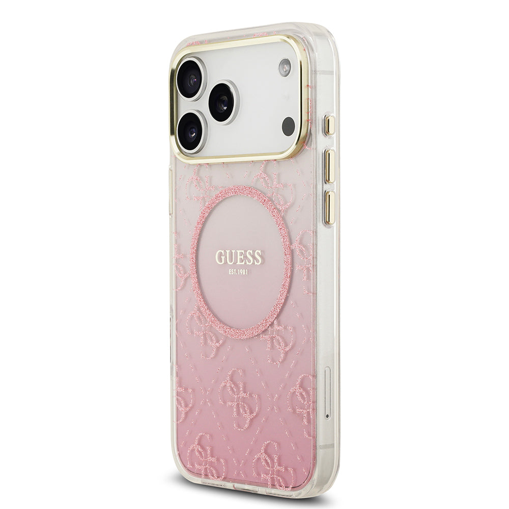 Guess iPhone 17 Pro Max Orjinal Lisanslı M-safe Şarj Özellikli 4G Desenli Simli Silikon Kılıf