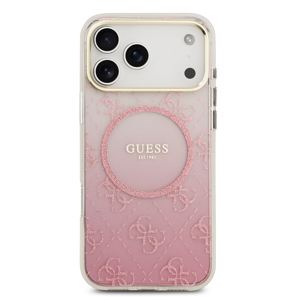 Guess iPhone 17 Pro Max Orjinal Lisanslı M-safe Şarj Özellikli 4G Desenli Simli Silikon Kılıf